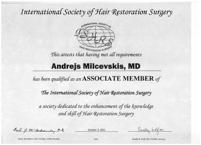 ISHRS Certificate